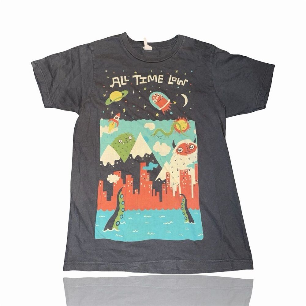 All Time Low Band Art Unisex T-Shirt Multicolor Graphic Print Small (Slim Fit)